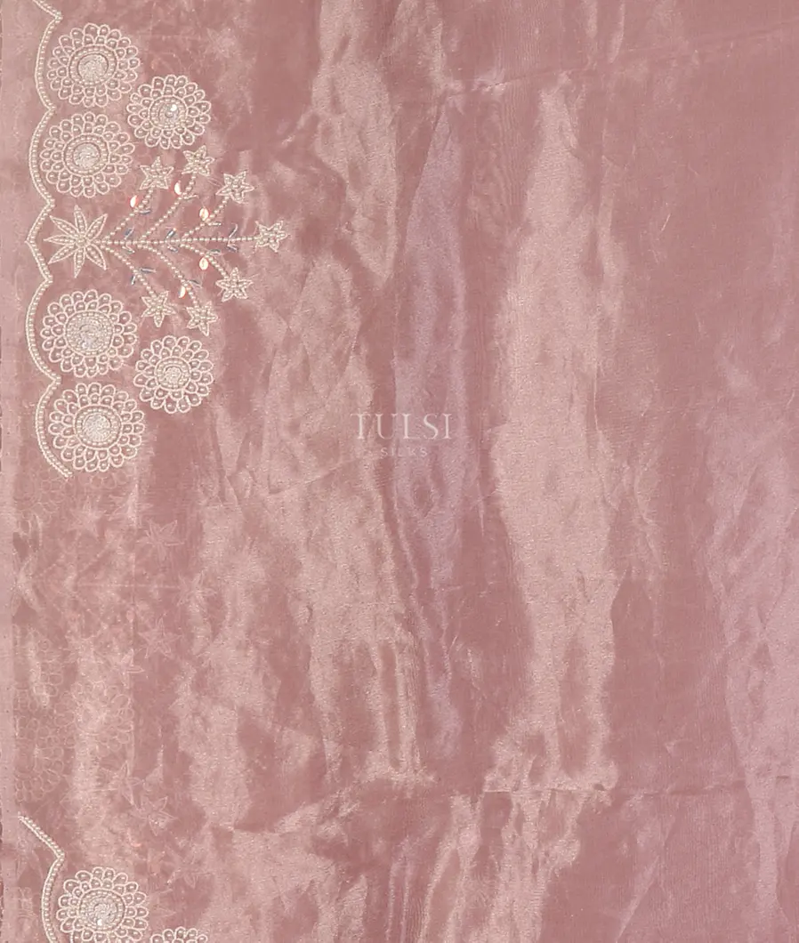 Pink Kora Tissue Organza Embroidery Saree T5541583