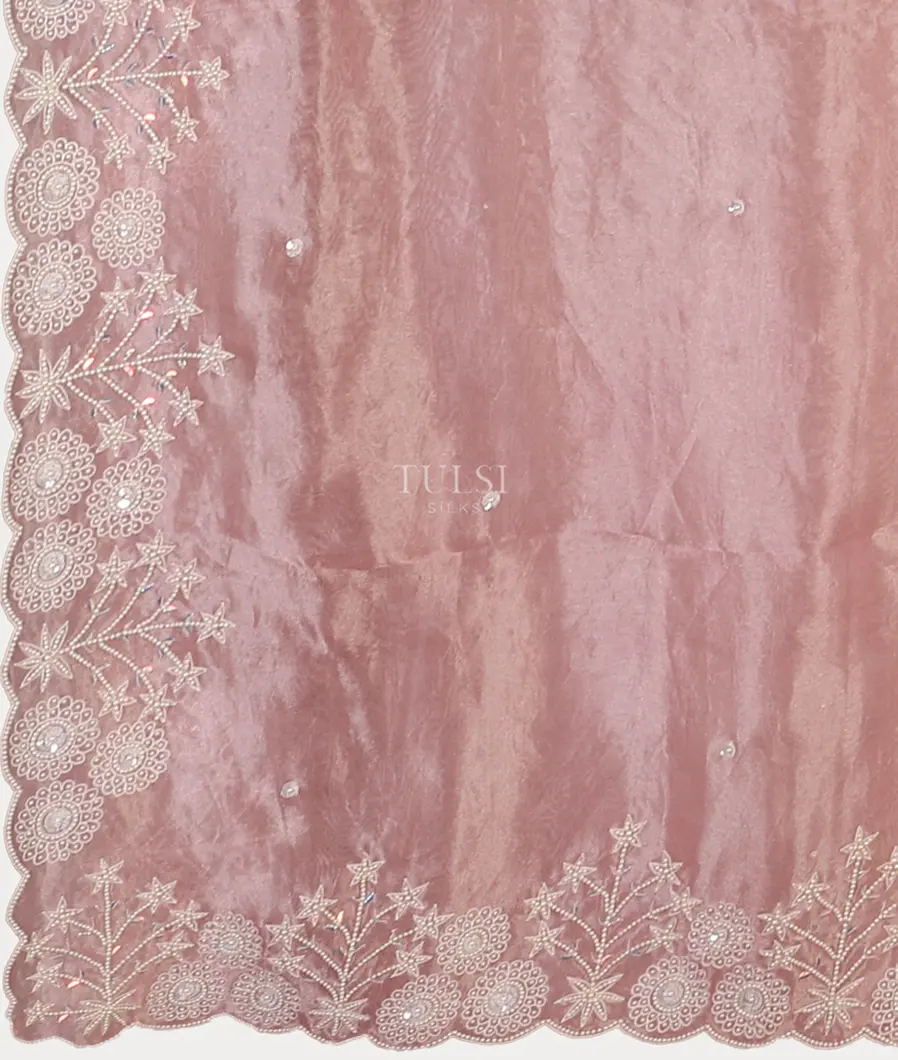 Pink Kora Tissue Organza Embroidery Saree T5541584