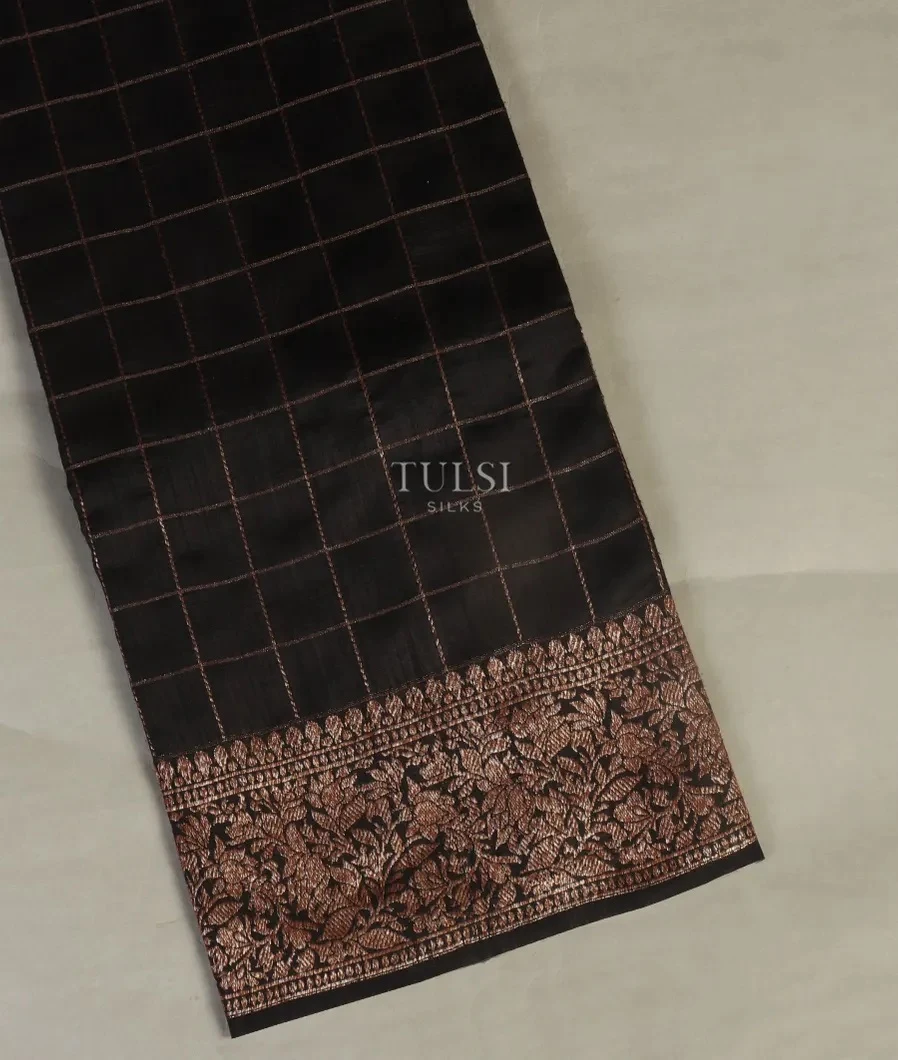 Black Banaras Tussar Saree T552926-image
