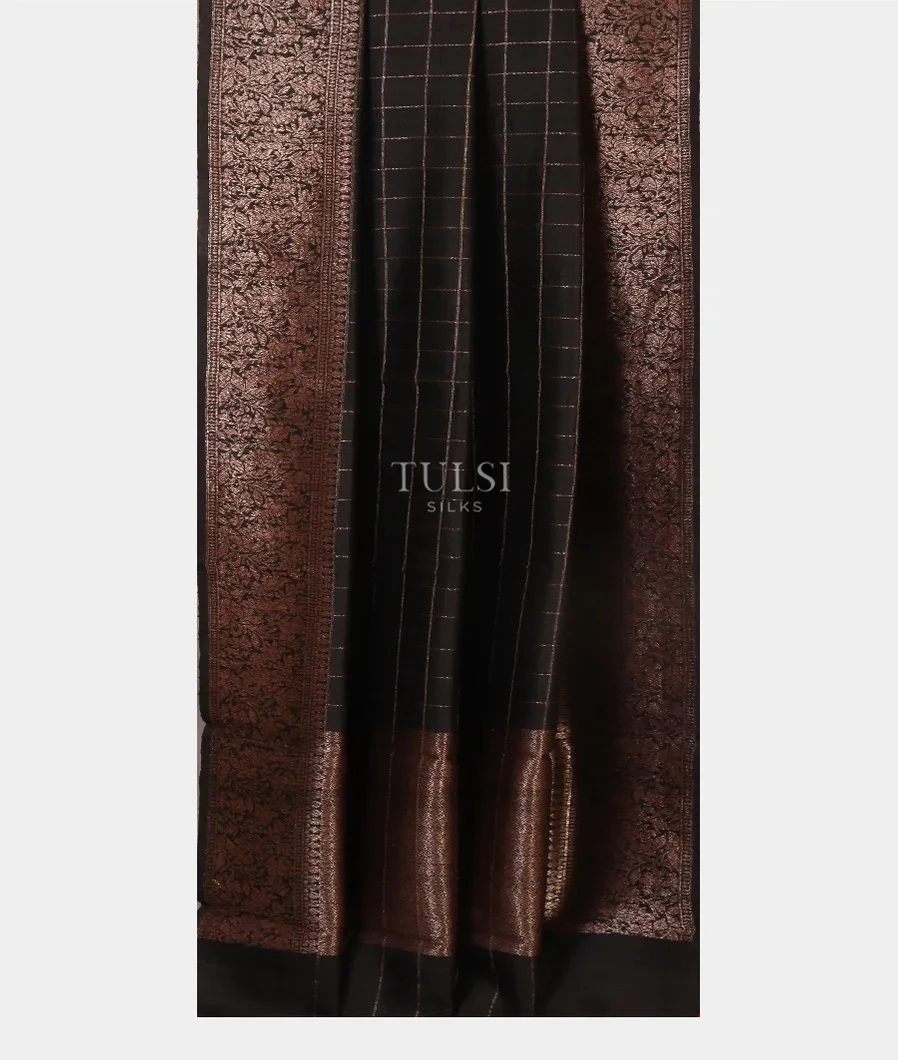 Black Banaras Tussar Saree T5529262