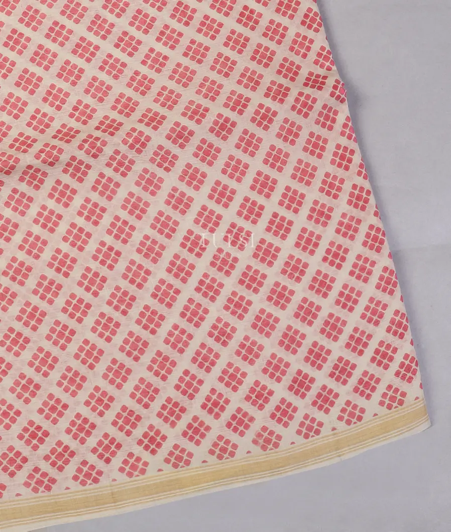 White Maheshwari Printed Cotton Saree T558973-image