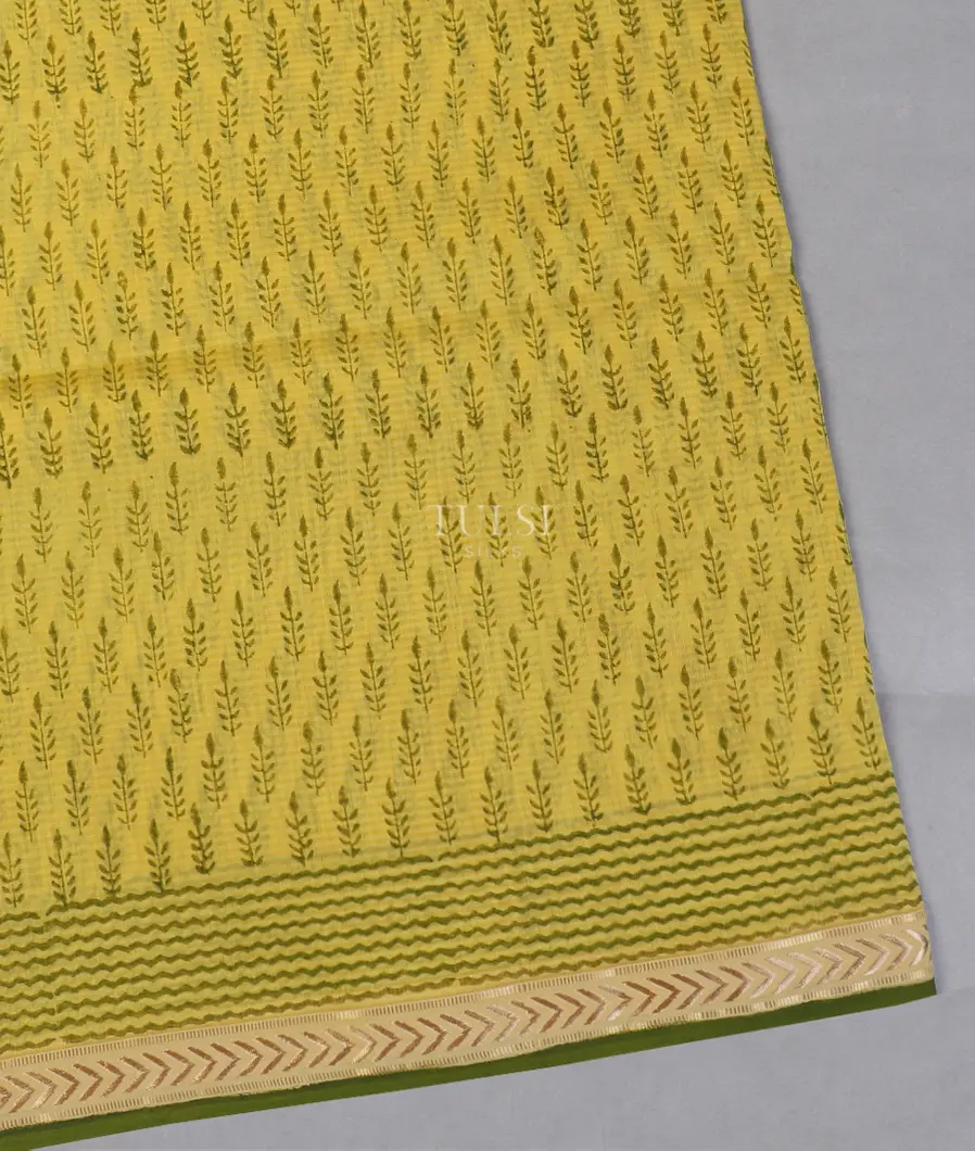 Yellow Maheshwari Printed Cotton Saree T561603-image