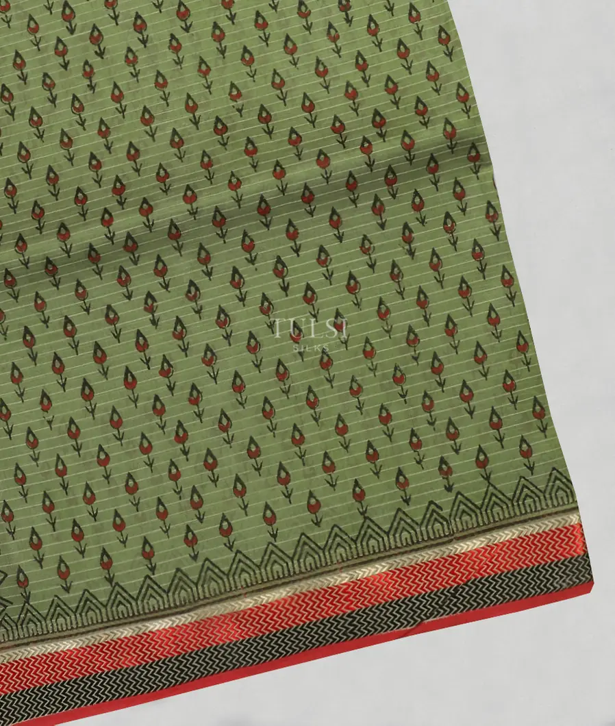 Green Maheshwari Printed Cotton Saree T510484-image