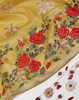 Yellow Kora Organza Embroidery Saree T5614535
