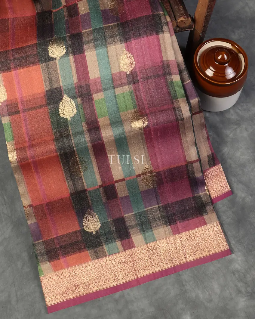 Multicolour Tussar Georgette Saree T563434-image