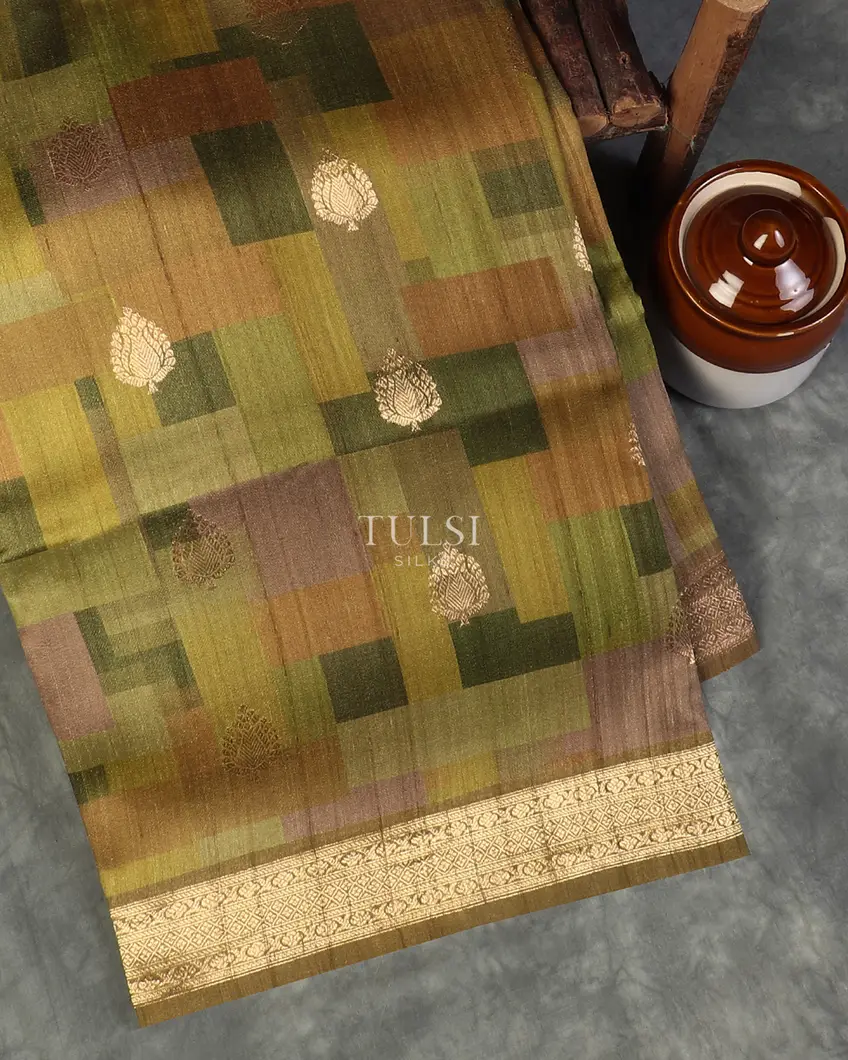 Green Tussar Georgette Saree T563446-image