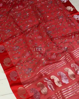 Red Banaras Kora Silk Saree T5625664