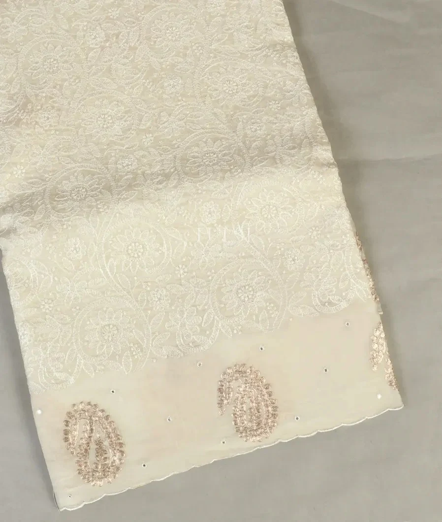 Off-White Kora Organza Embroidery Saree T562577-image