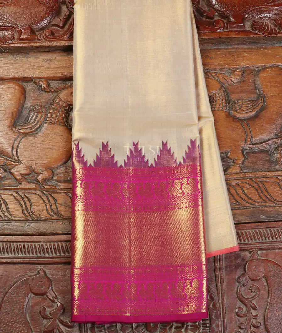 White Kanjivaram Tissue Silk Kids Pavadai T547784-image