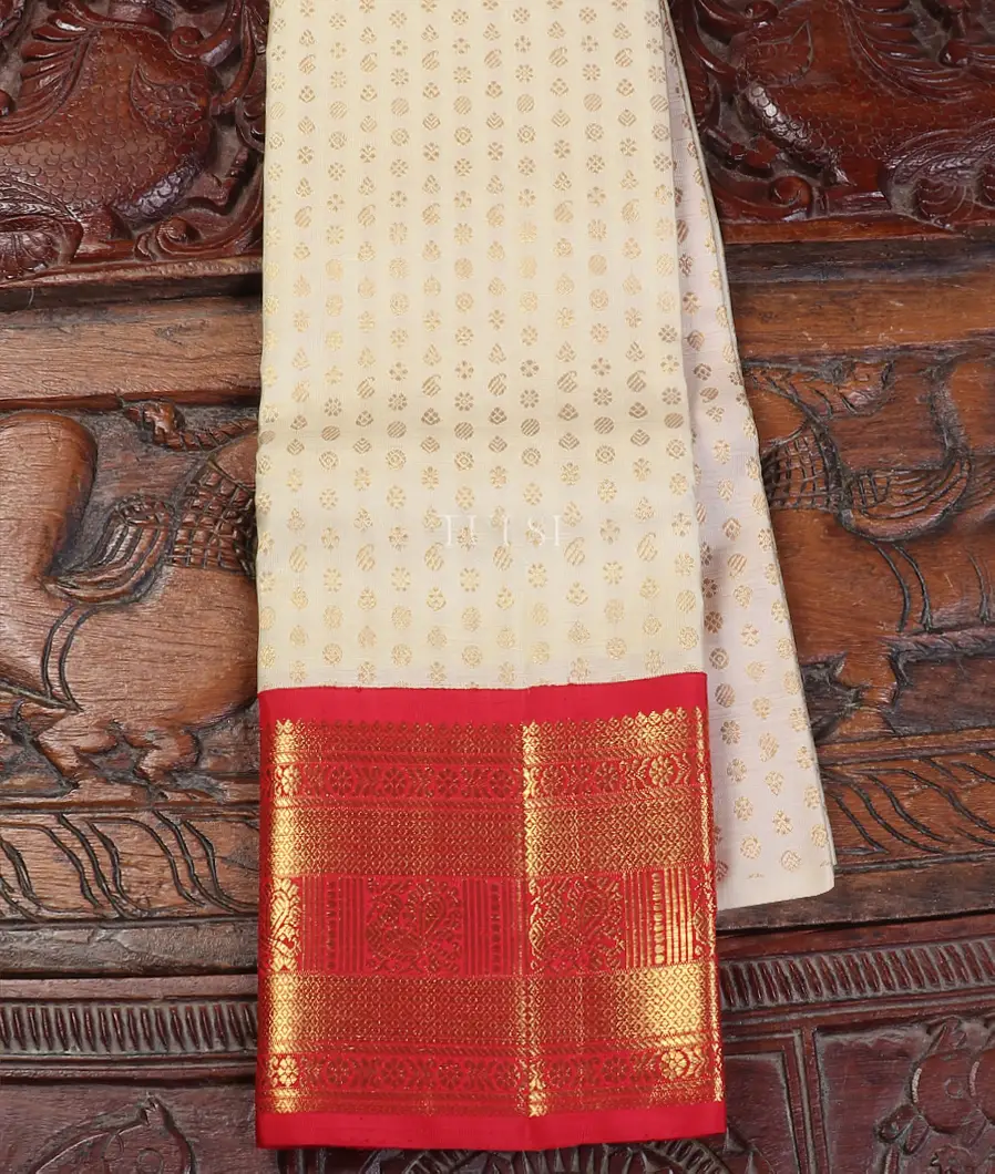 White Kanjivaram Silk Kids Pavadai T563692-image
