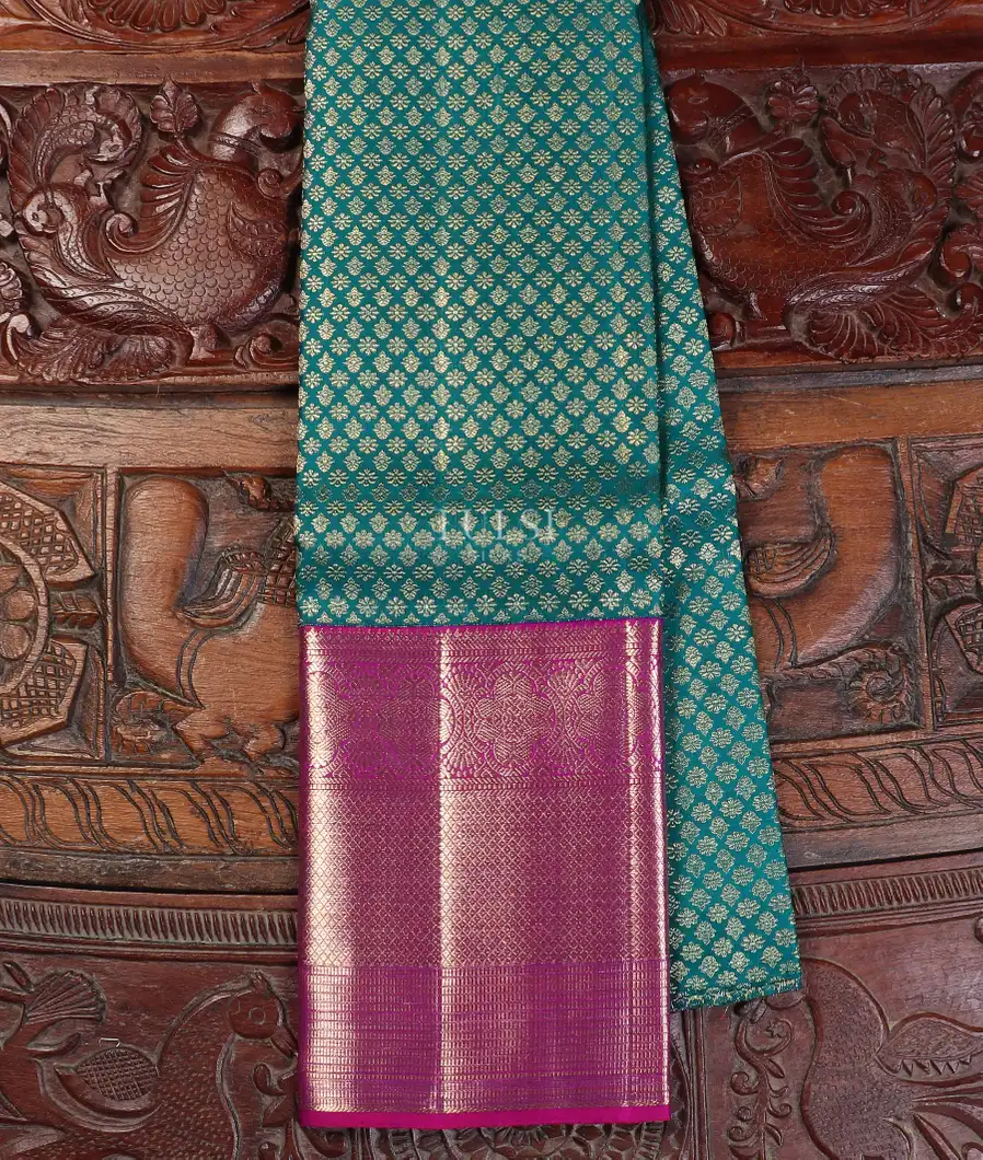 Peacock Blue Kanjivaram Silk Pavadai T563846-image