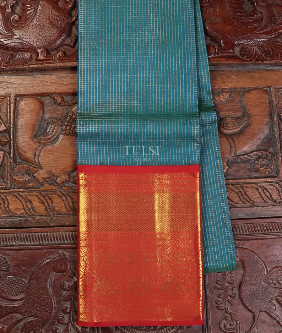 Peacock Blue Kanjivaram Silk Pavadai T563813-image