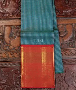Peacock Blue Kanjivaram Silk Pavadai T5638131