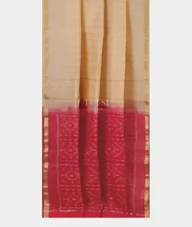 Beige Pochampalli Silk Cotton Saree T5556102