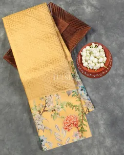 Yellow Printed Kanjivaram Silk Saree T5639291