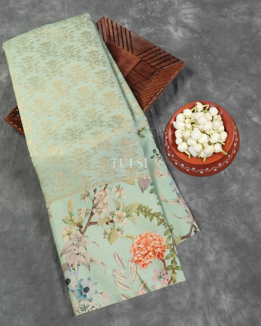 Blue Printed Kanjivaram Silk Saree T563928-image