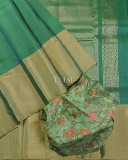 Greenish Blue Soft Silk Saree T5633965
