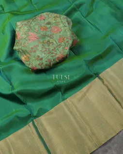 Greenish Blue Soft Silk Saree T5633966