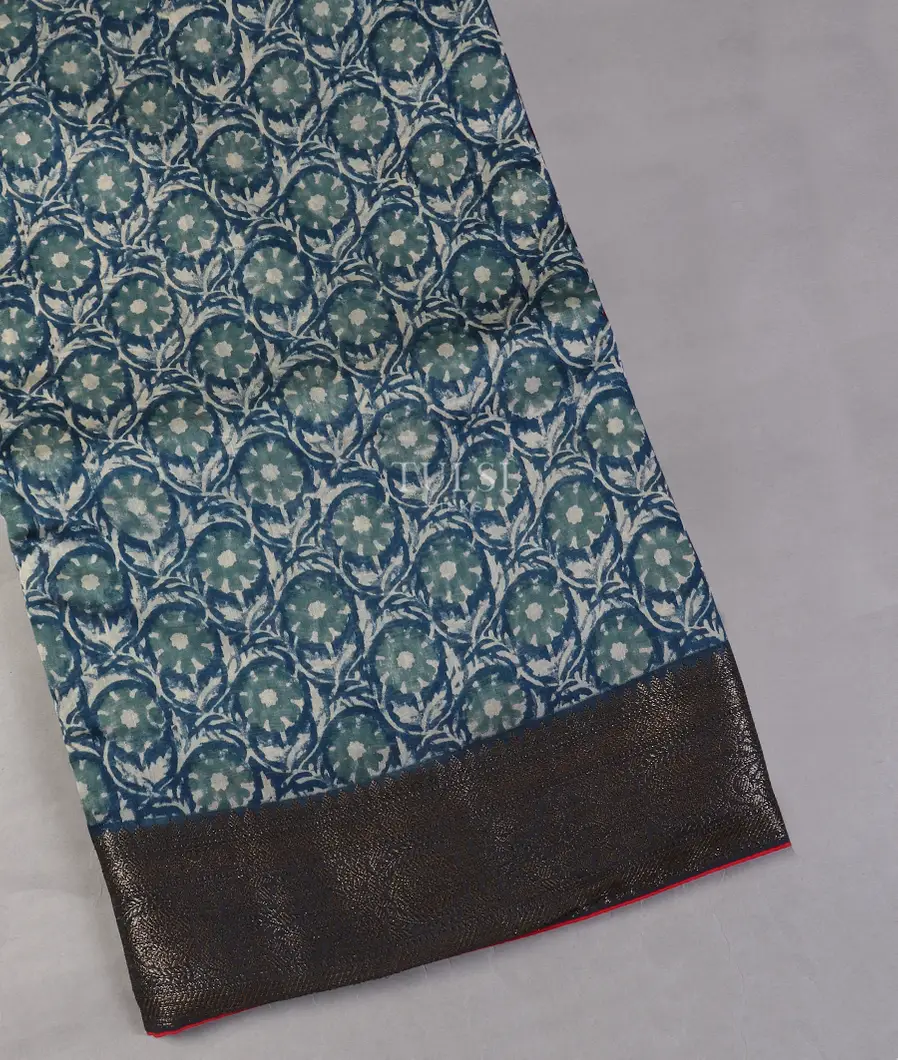 Blue Soft Printed Cotton Saree T557479-image