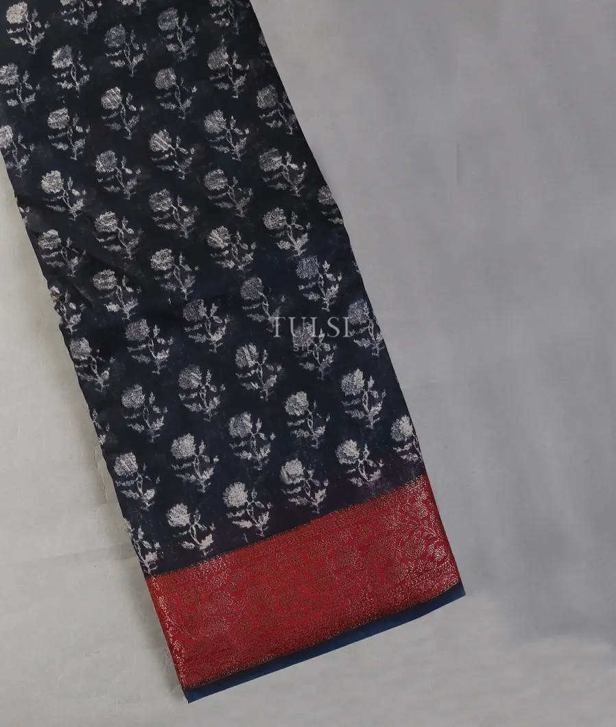 Blue Soft Printed Cotton Saree T558218-image