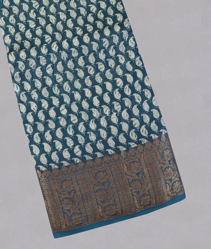 Blue Soft Printed Cotton Saree T558194-image