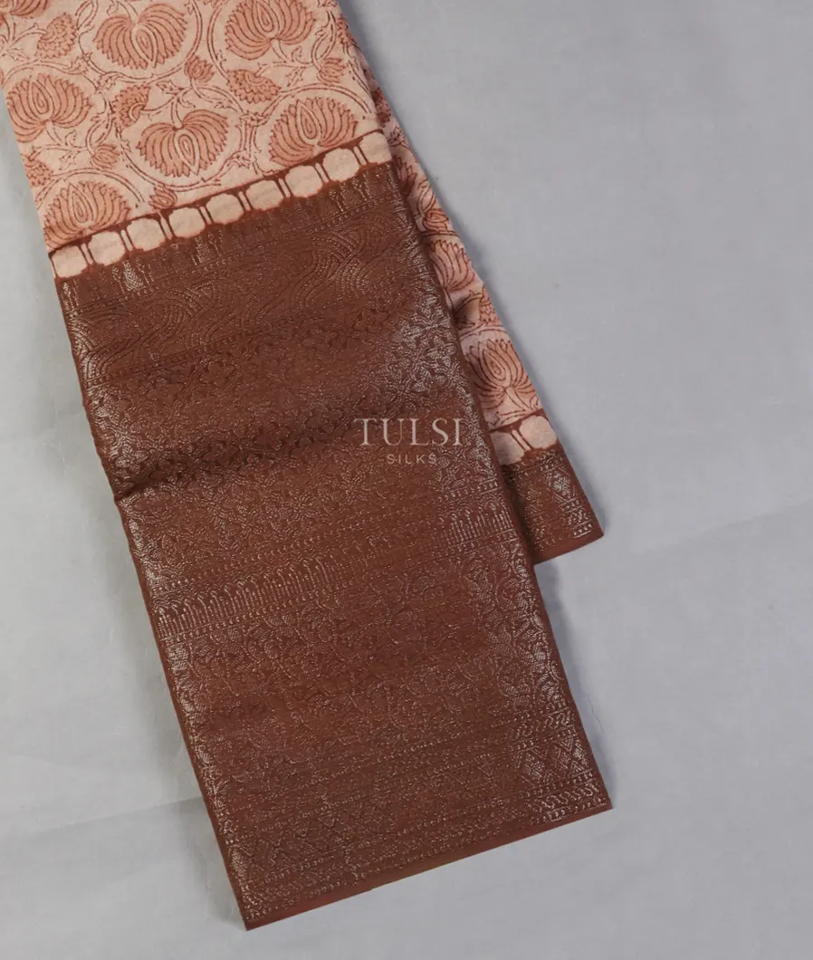 Beige Soft Printed Cotton Saree T545383-image