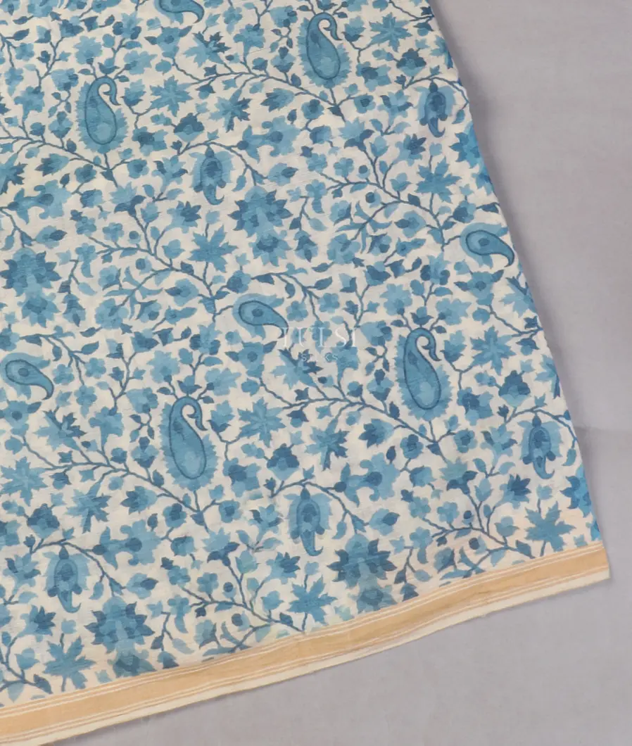 White Maheshwari Printed Cotton Saree T558970-image