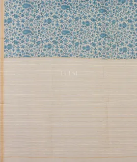 White Maheshwari Printed Cotton Saree T5589704