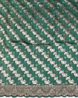 Bluish Green Kora Tissue Organza Embroidery Saree T5538443