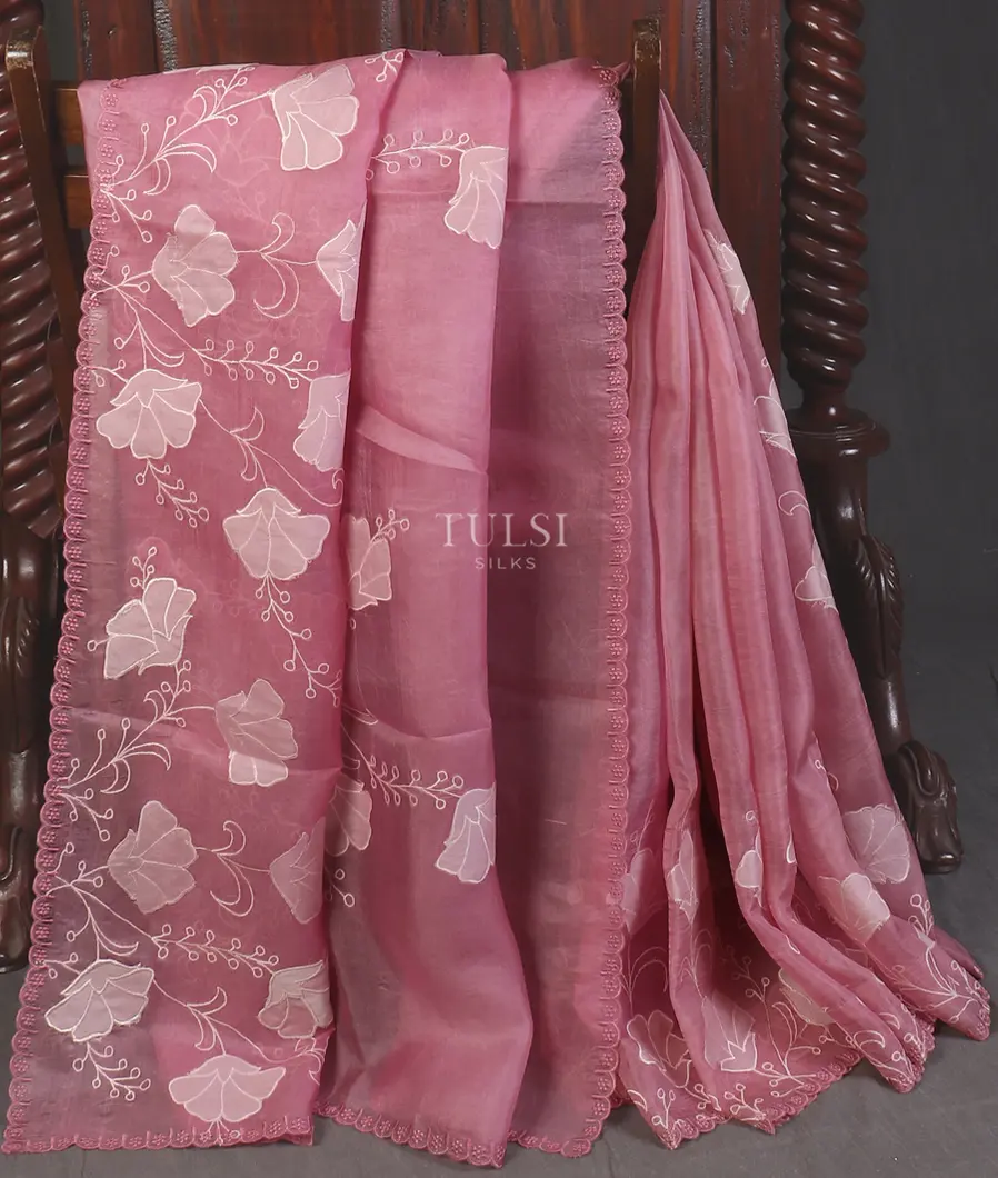 Pink Kora Organza Embroidery Saree T564344-image