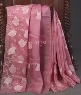 Pink Kora Organza Embroidery Saree T5643441