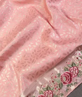 Pink Kanjivaram Embroidery Silk Saree T5639014