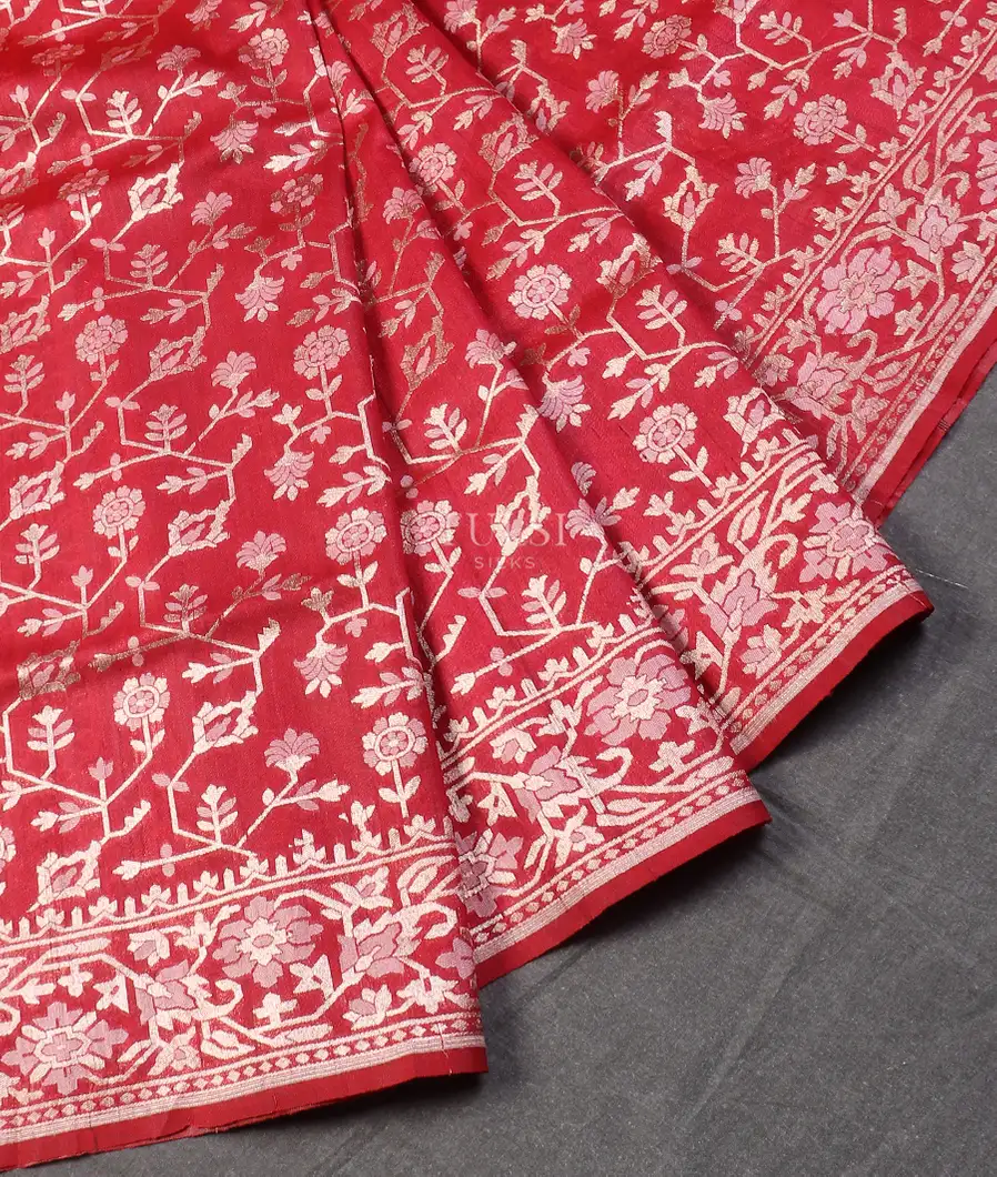 Red Banaras Tussar Saree T561327-image