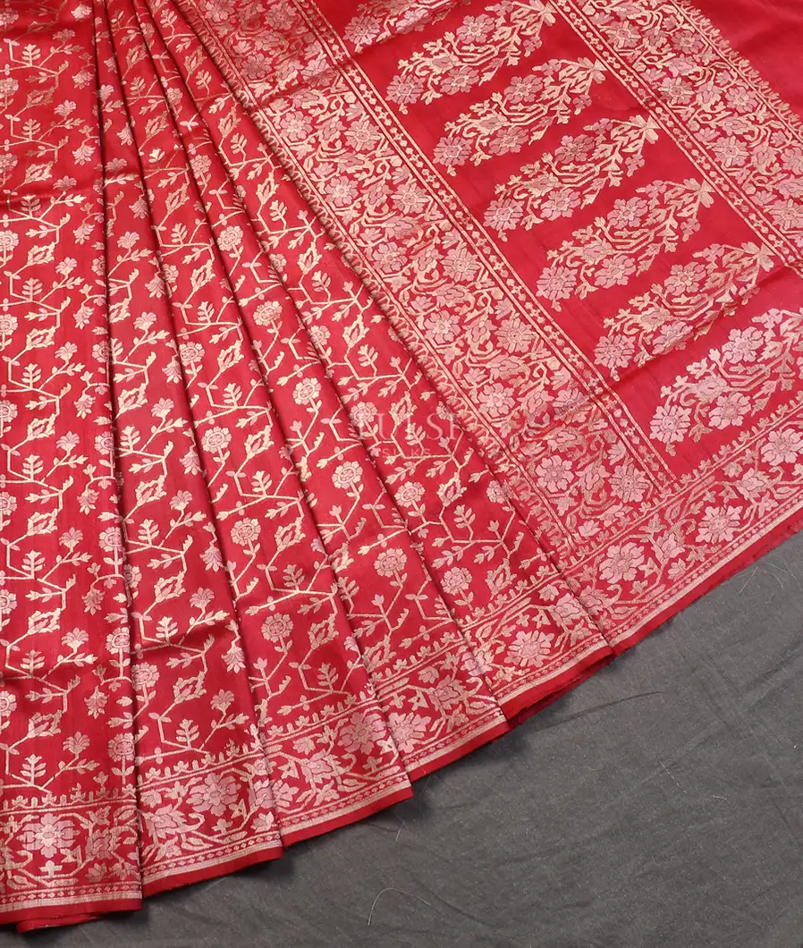 Red Banaras Tussar Saree T5613272