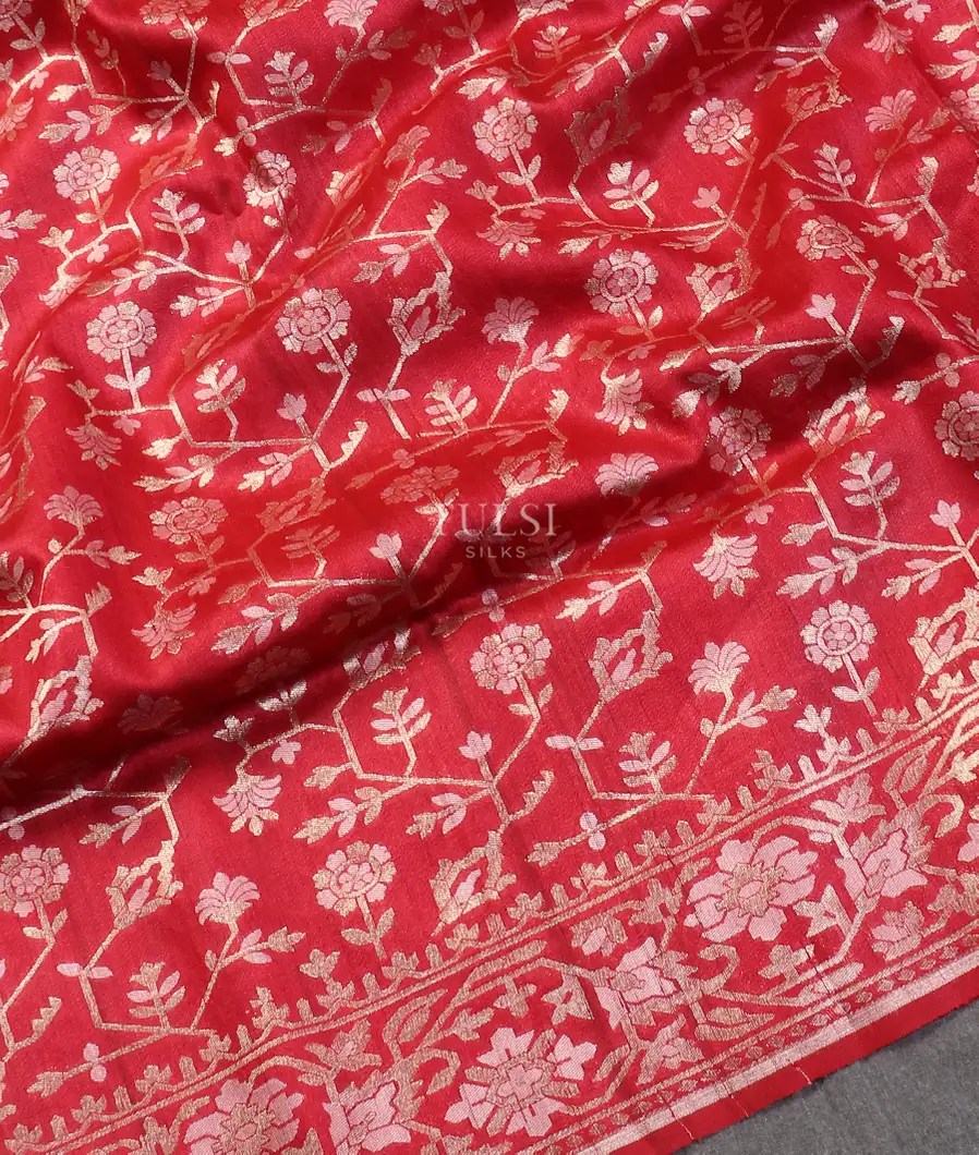 Red Banaras Tussar Saree T5613274