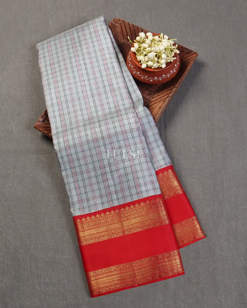 Grey Kanjivaram Silk Saree T525411-image