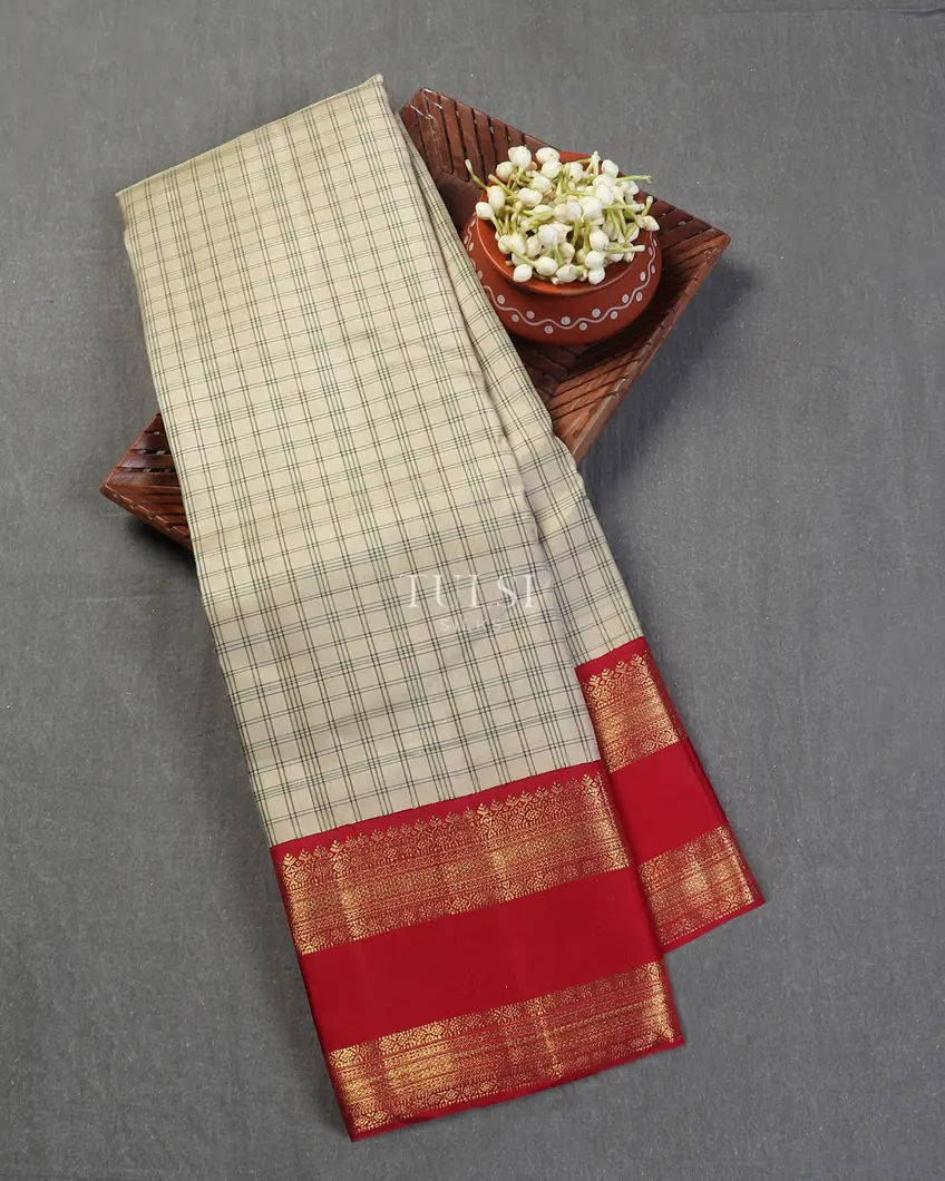 Beige Kanjivaram Silk Saree T564178-image