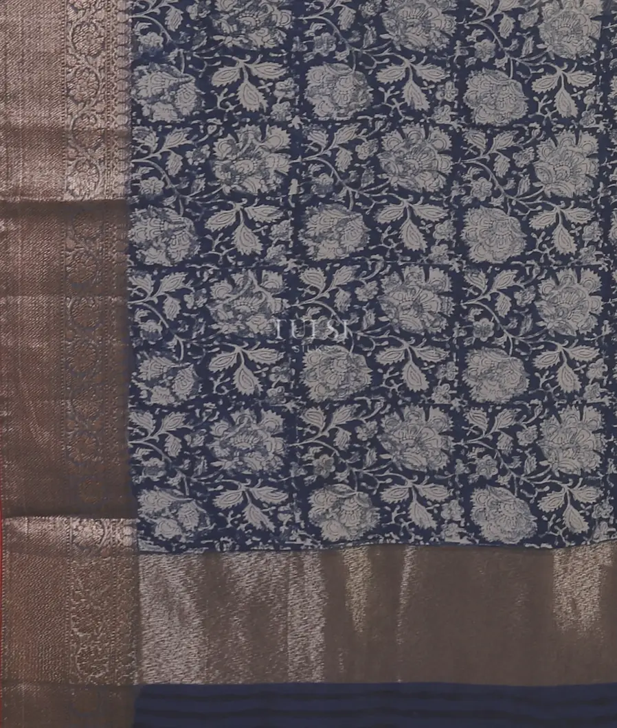 Blue Soft Printed Cotton Saree T5574854