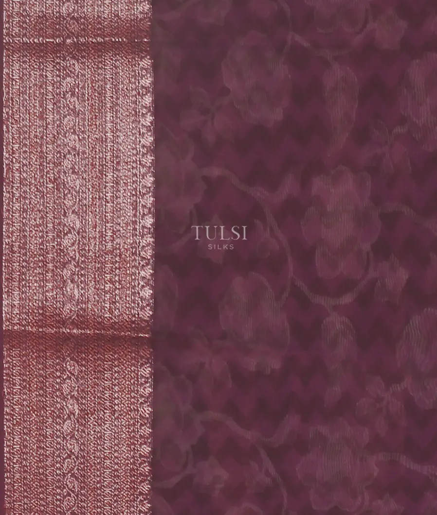 Purple  Soft Printed Cotton Saree T5545703