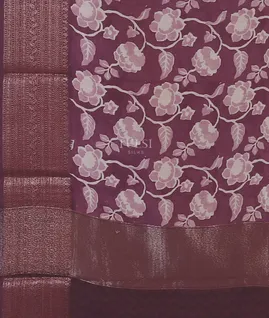 Purple  Soft Printed Cotton Saree T5545704
