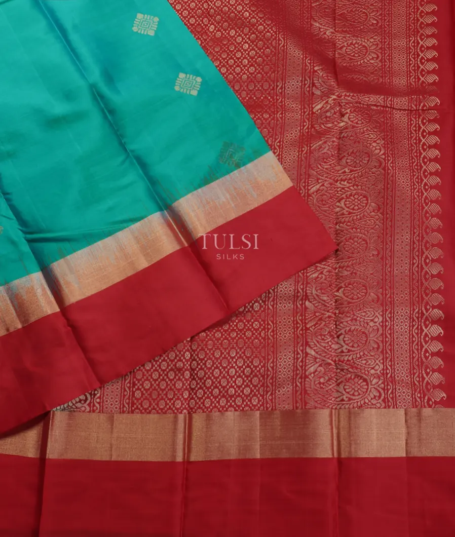 Bluish Green  Soft Silk Saree T5046962