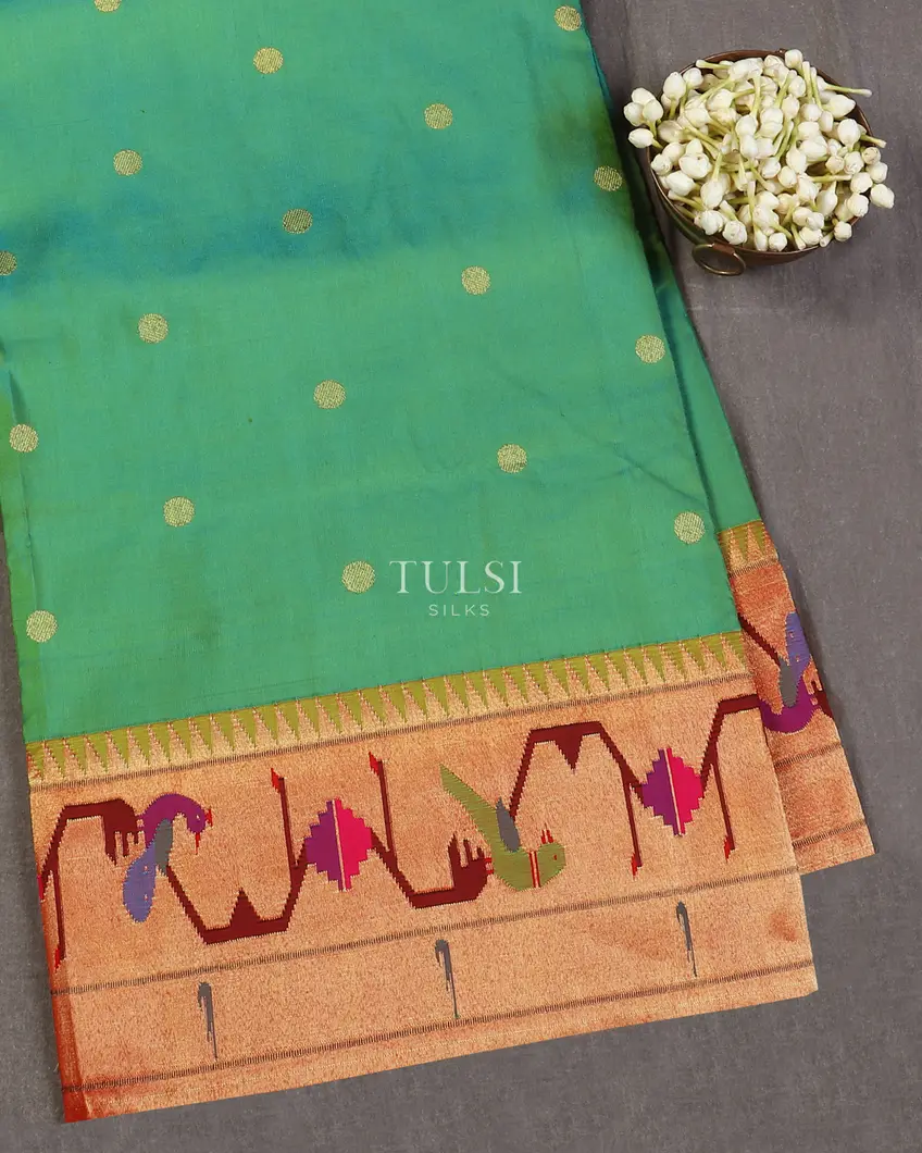 Bluish Green Paithani Silk Saree T565222-image