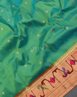 Bluish Green Paithani Silk Saree T5652225