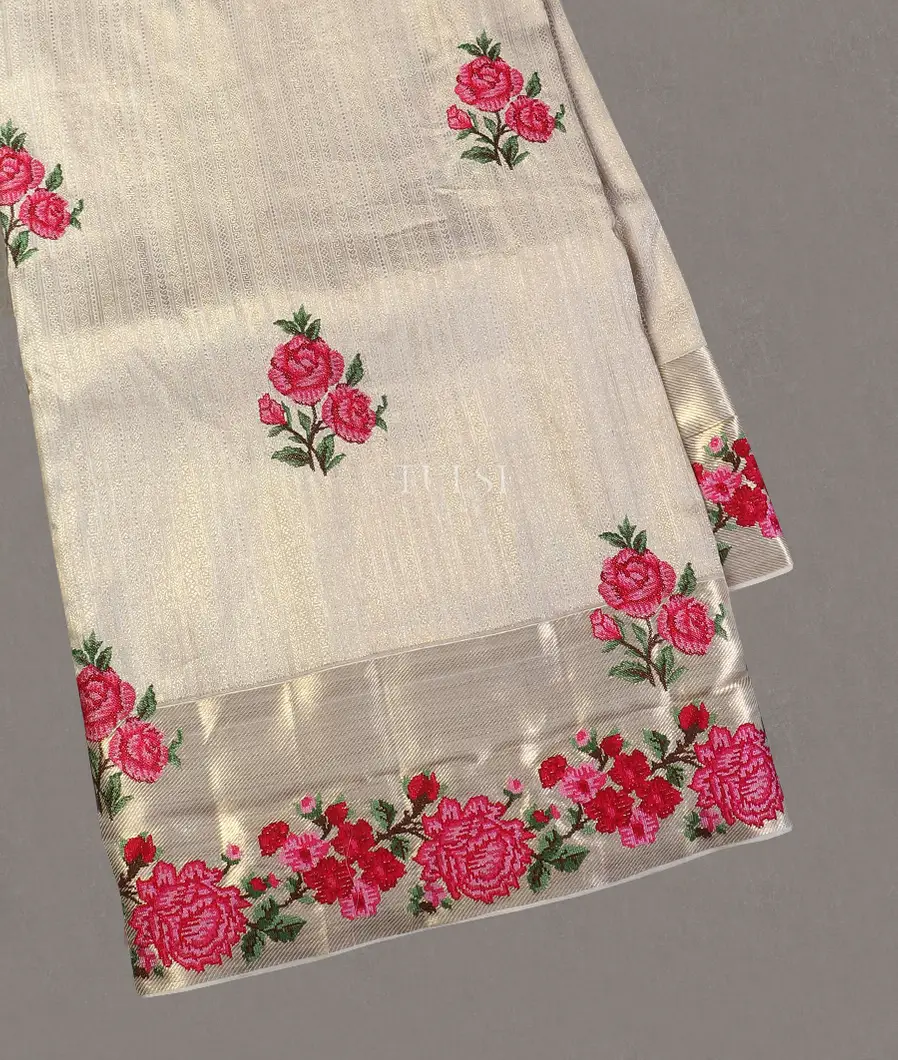 White Kanjivaram Embroidery Silk Saree T565356-image