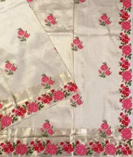 White Kanjivaram Embroidery Silk Saree T5653562