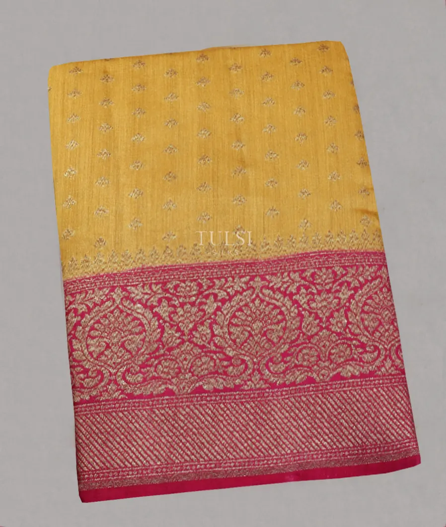 Yellow Banaras Tussar Saree T555898-image
