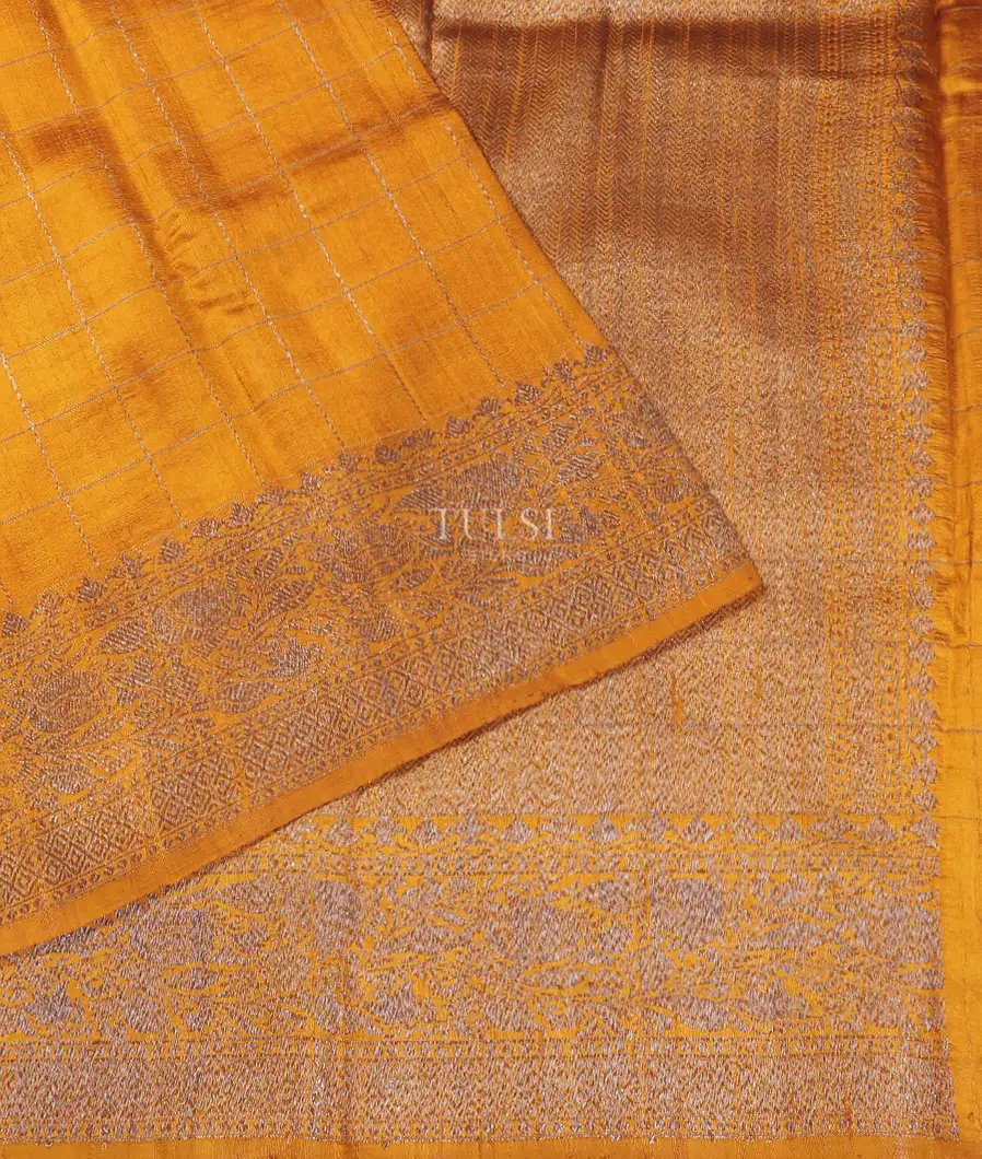 Yellow Banaras Tussar Saree T5574202