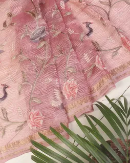 Pink Crushed Tissue Embroidery Saree T564456 (Shipping 15 to 30 Days)2