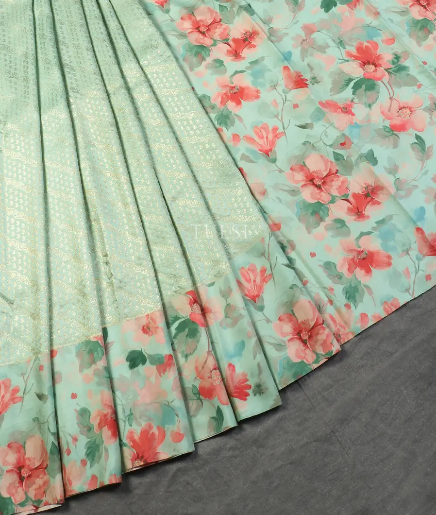 Blue Printed Kanjivaram Silk Saree T5653512