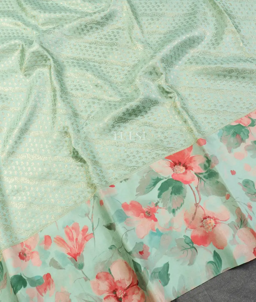 Blue Printed Kanjivaram Silk Saree T5653514